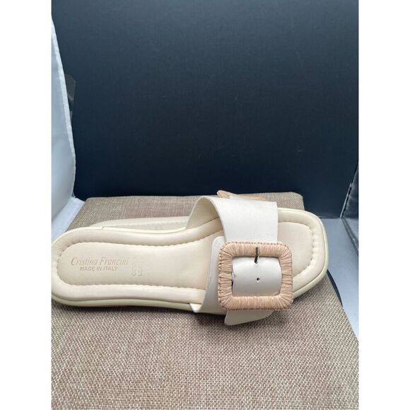 Cristina Francini Genuine Leather Sandals Cream Inez Buckle Size 8 Italian - Picture 11 of 11